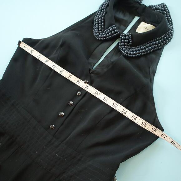 Anthropologie x Elevenses Black Beaded Sleeveless Twee Wide Leg Jumpsuit Size 6 - Picture 7 of 12